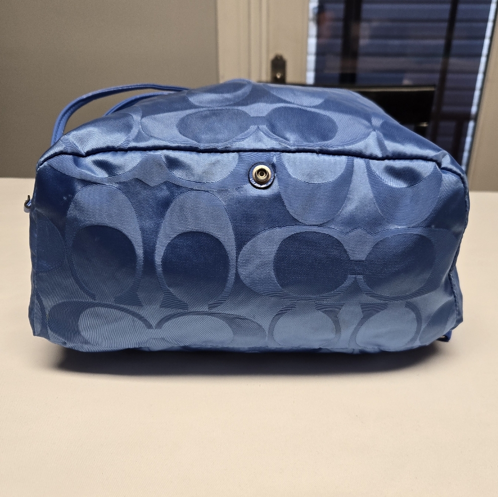 Coach Light Blue Signature Nylon Drawstring Backpack - Picture 4 of 16